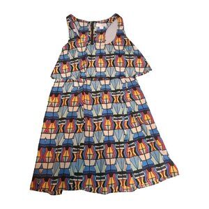 Jessica Simpson Womens Half Zip Back Geometric Pattern Dress Size 10